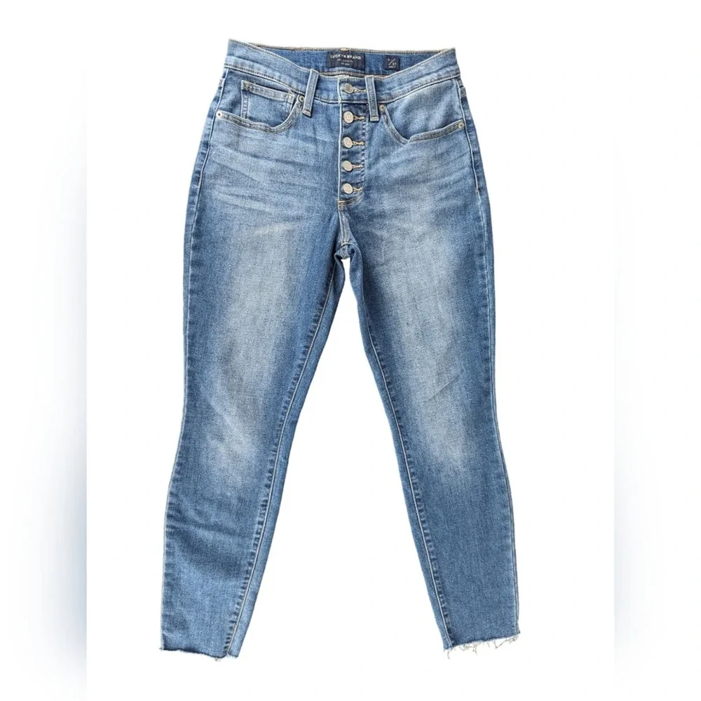 Lucky Brand High Rise Skinny Bridgette Ankle Jeans Raw Hem Button Fly Women's 4 - Picture 2 of 11